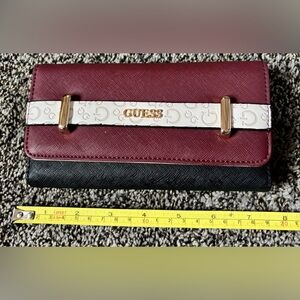 Guess Two-Tone Black and Red Clutch Wallet